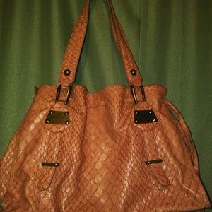 Jessica Simpson- large pink coral croc satchel